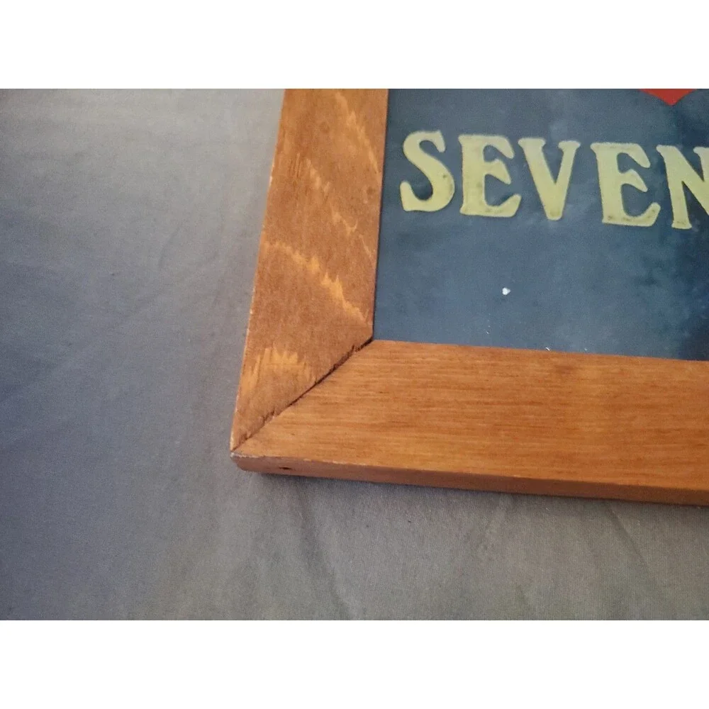 Vtg Antique Stroh's Beer Seven Ounces Mirror Sign Advertisement W/ Wooden Frame
